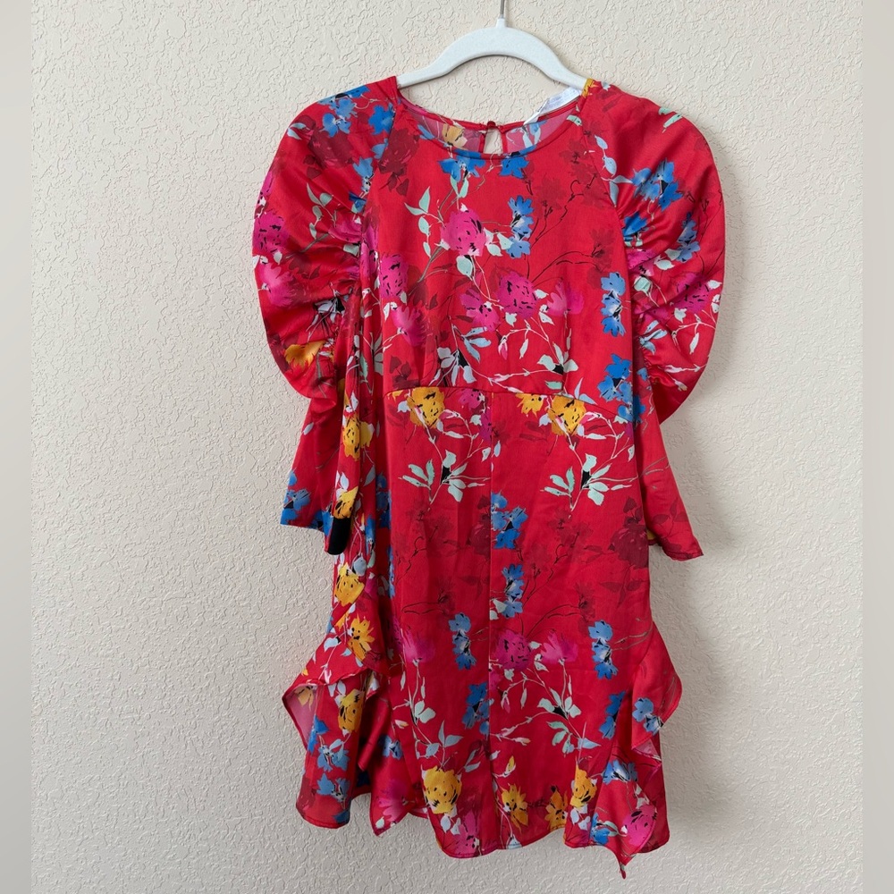 Zara Red Floral Romper, Size Small